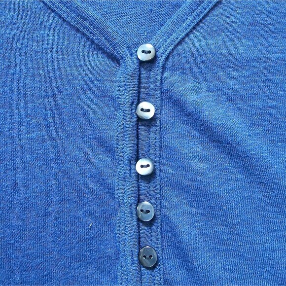 Old Navy Linen Blend Navy Blue V Neck Button Front Top Sz 2X Nautical Summer - Picture 5 of 13